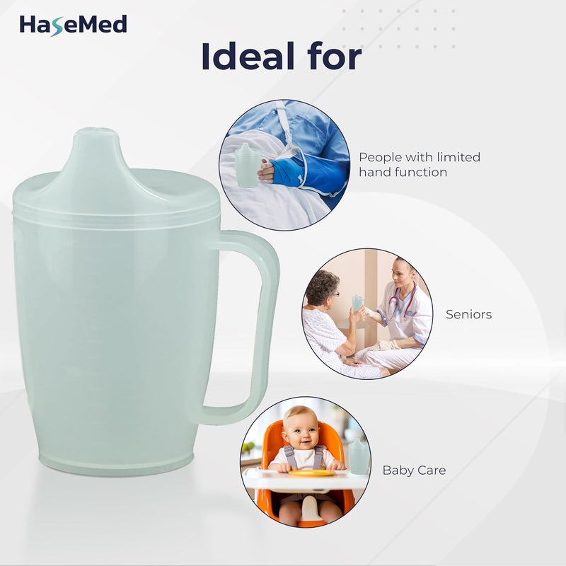 HaseMed Adult Sippy Cup with Easy-Grip Handle & Spout Lid, 8.5 oz – Lightweight & Spill-Resistant Mug for Seniors & Adults, Use for Hot & Cold Beverages, Travel & Home - 3 Pack - Image 4